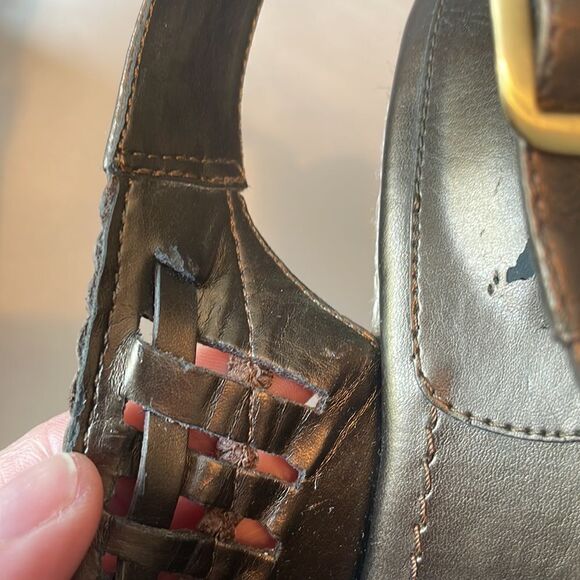 Easy Spirit bronze braided leather slingback jute trimmed wedge comfort sandals - Picture 16 of 16